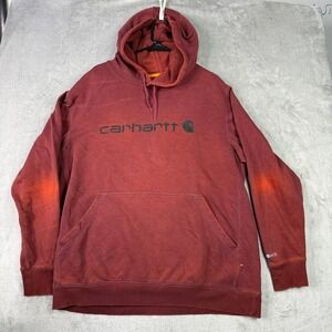 Carhartt Relaxed Fit Burgundy Heathered Hoodie Pullover Sweatshirt XL